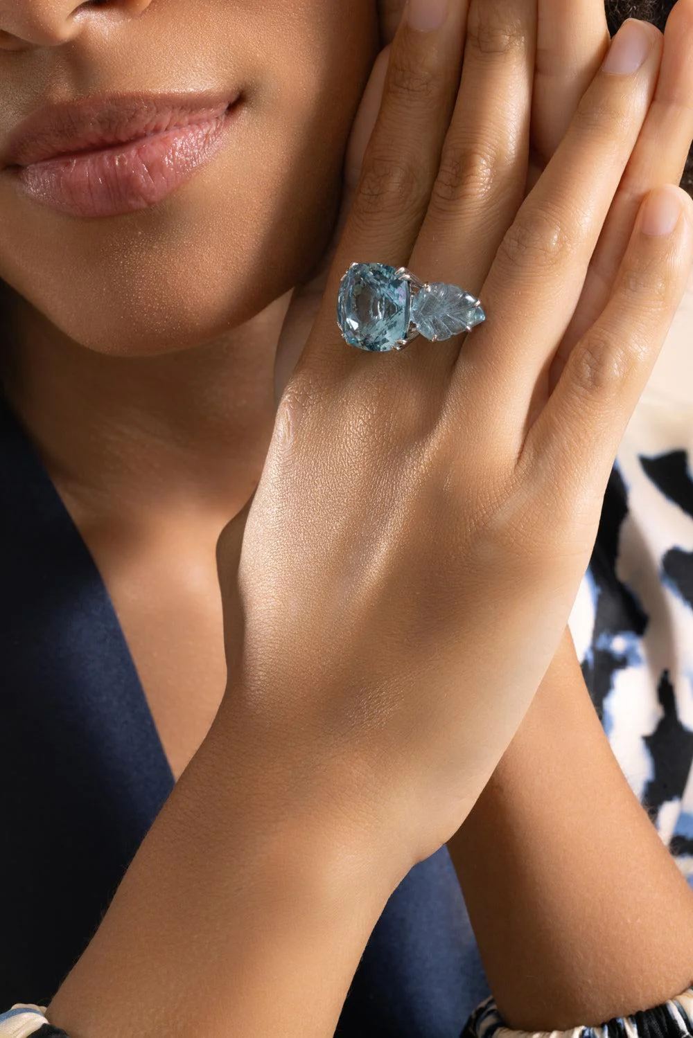Aquamarine Carved Ring - Image 2