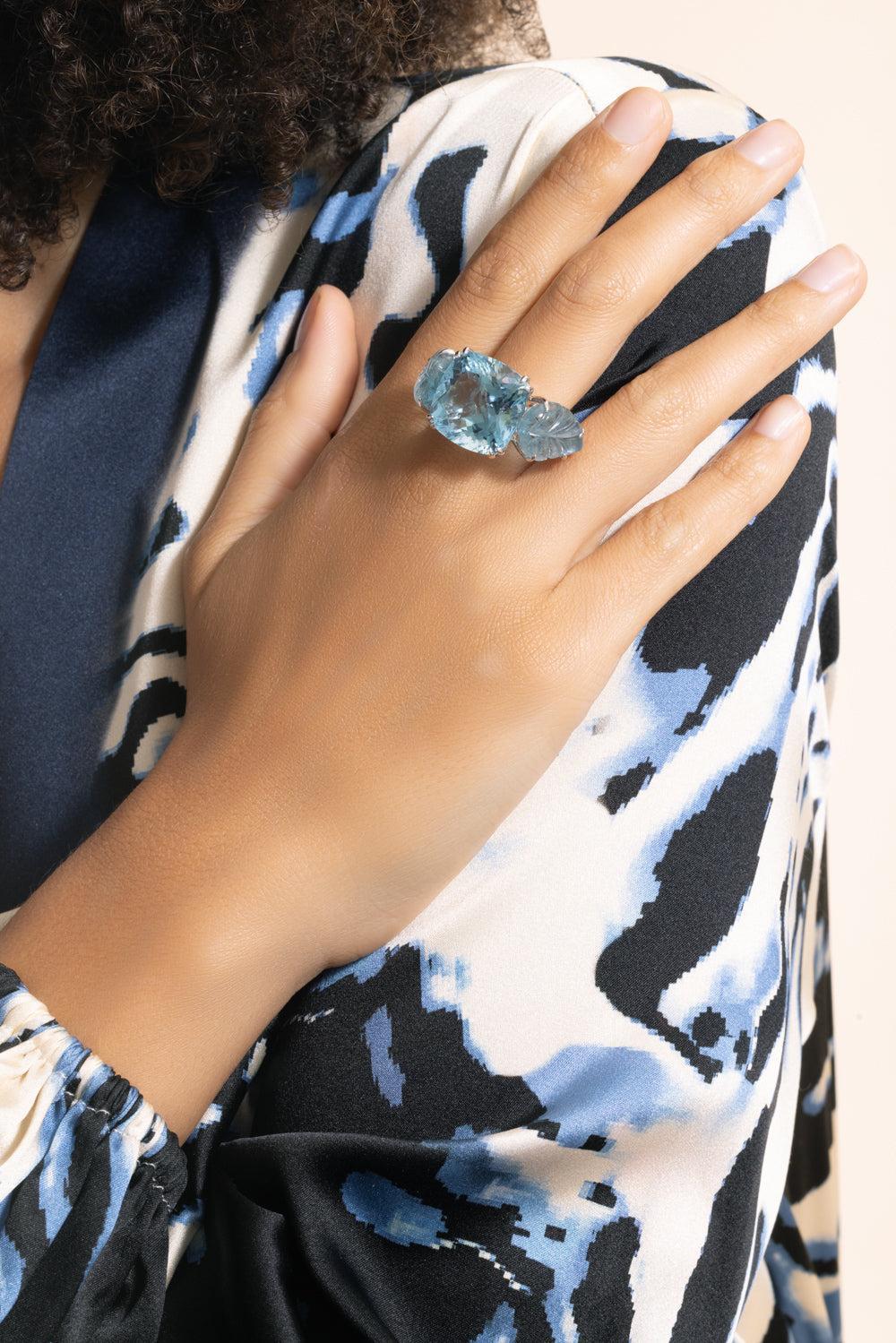 Aquamarine Carved Ring - Image 3