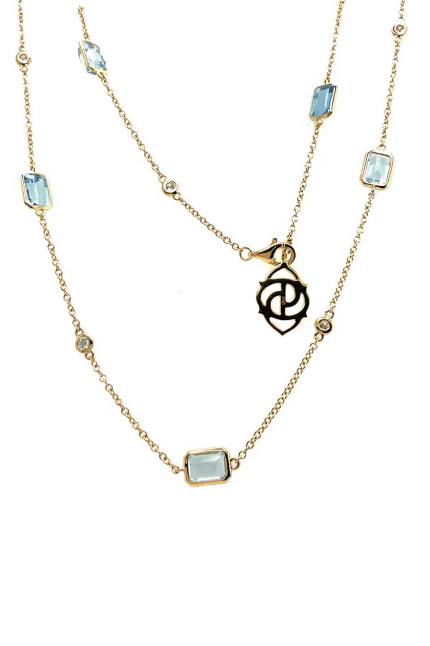 Aquamarine Diamond Chain Necklace