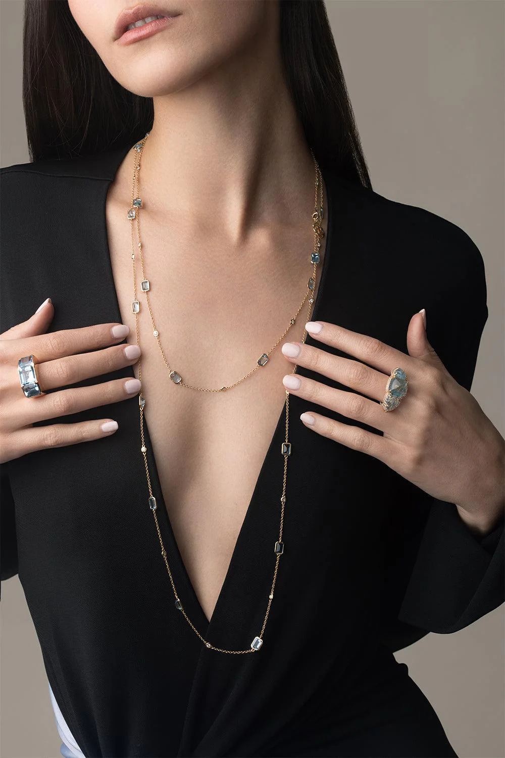 Aquamarine Diamond Chain Necklace - Image 2