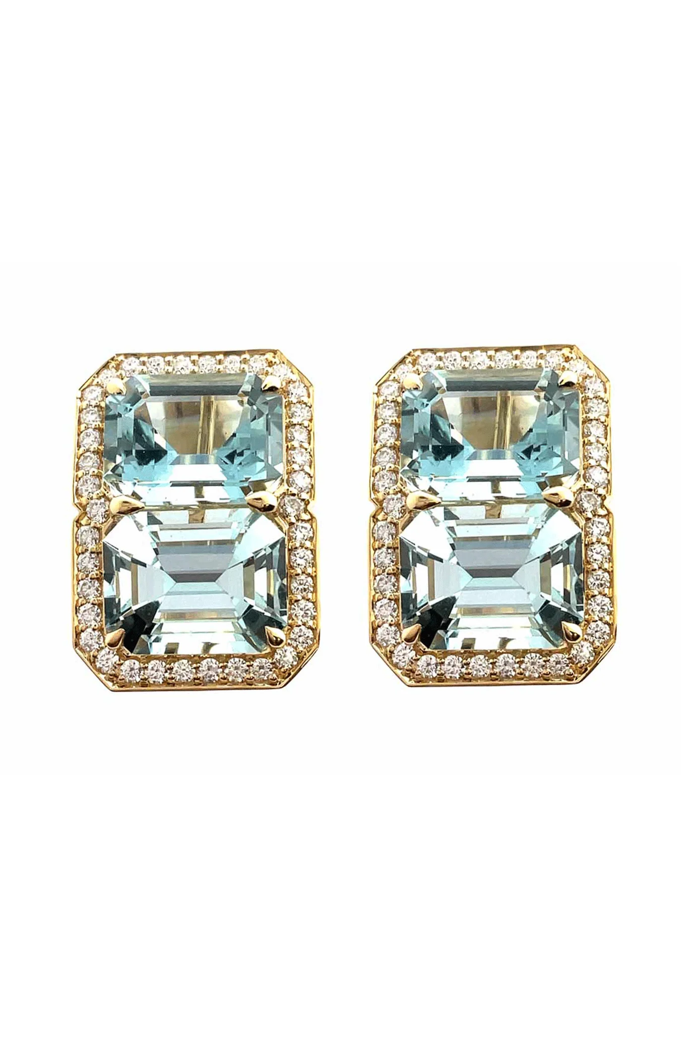 Aquamarine Diamond Halo Earrings