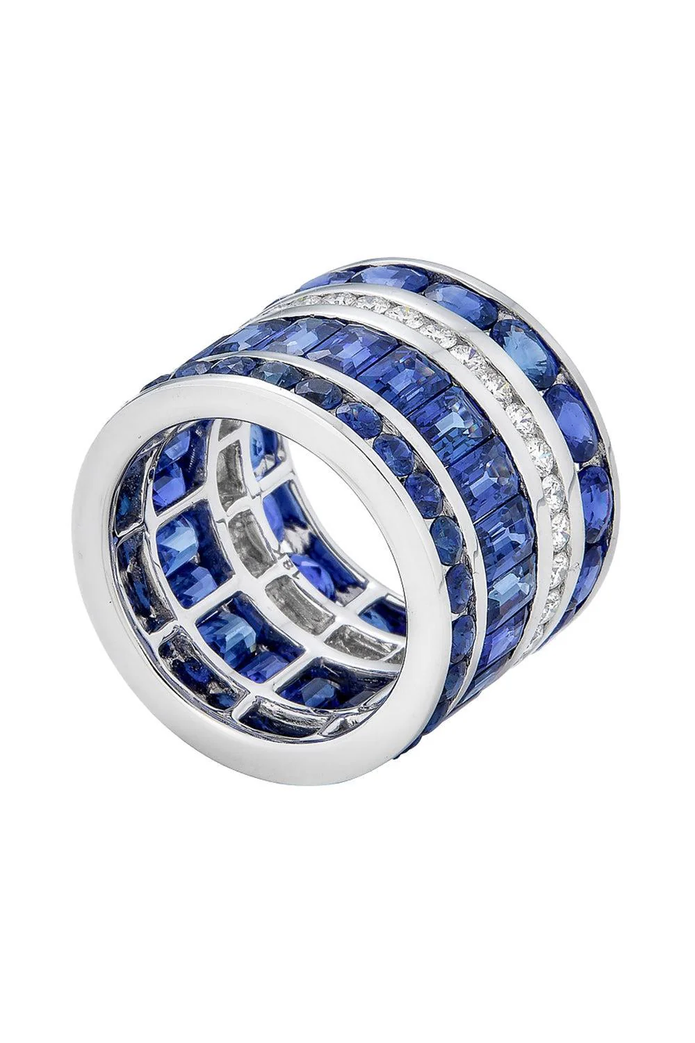 Blue Sapphire Diamond Multi Cut Ring - Image 5