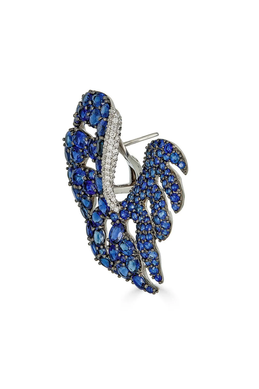 Blue Sapphire Leaf Earrings - Image 3