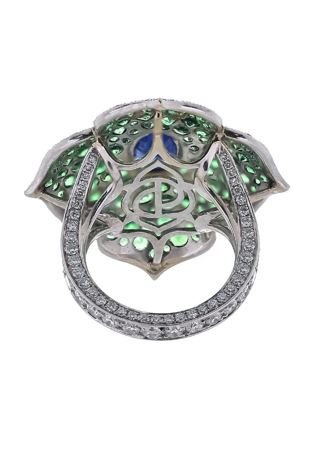 Blue Sapphire Tsavorite Diamond Ring - Image 6