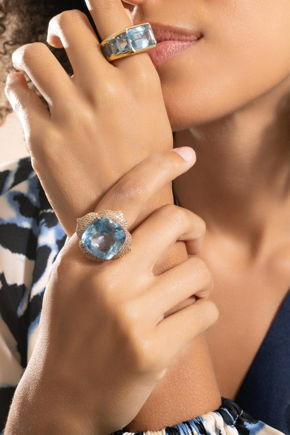 Blue Topaz Cushion Ring - Image 2