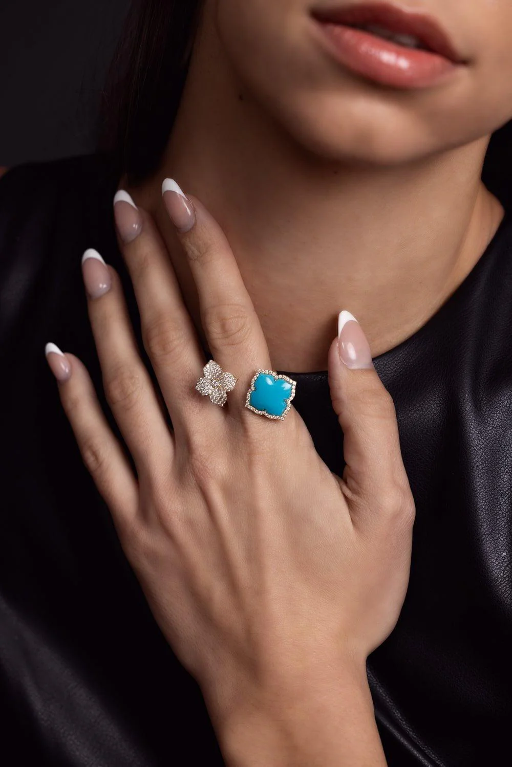 Capri Turquoise Double Flower Ring - Image 4
