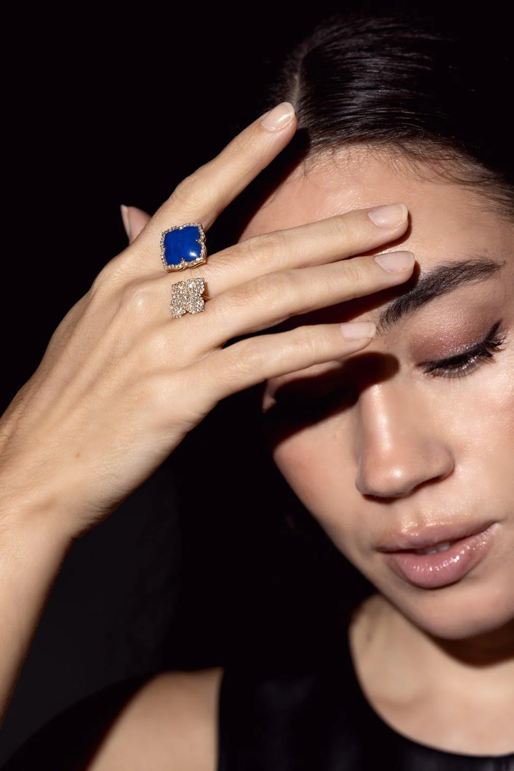 Capri Lapis Double Flower Ring - Image 3