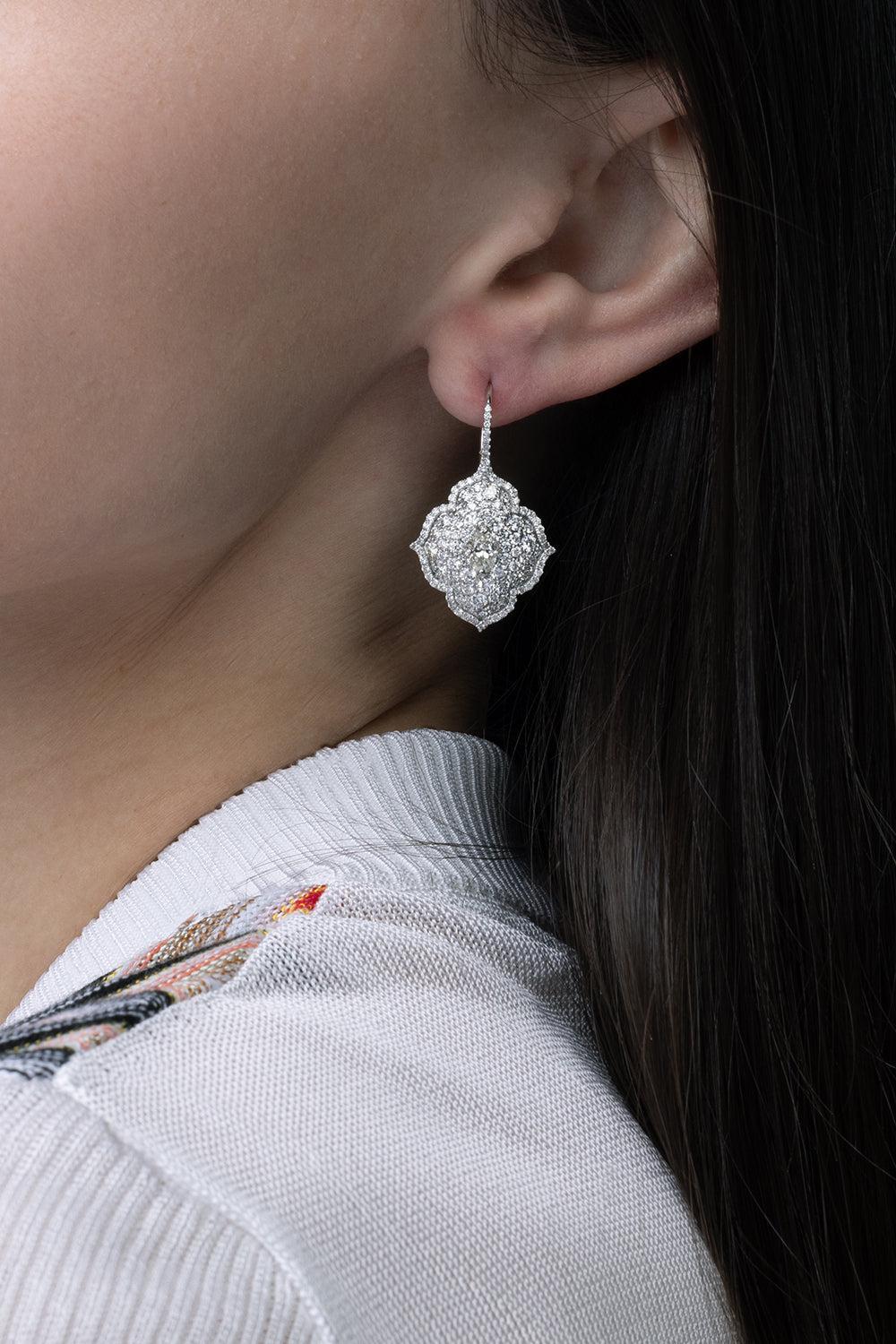 Diamond Floral Earrings - Image 2