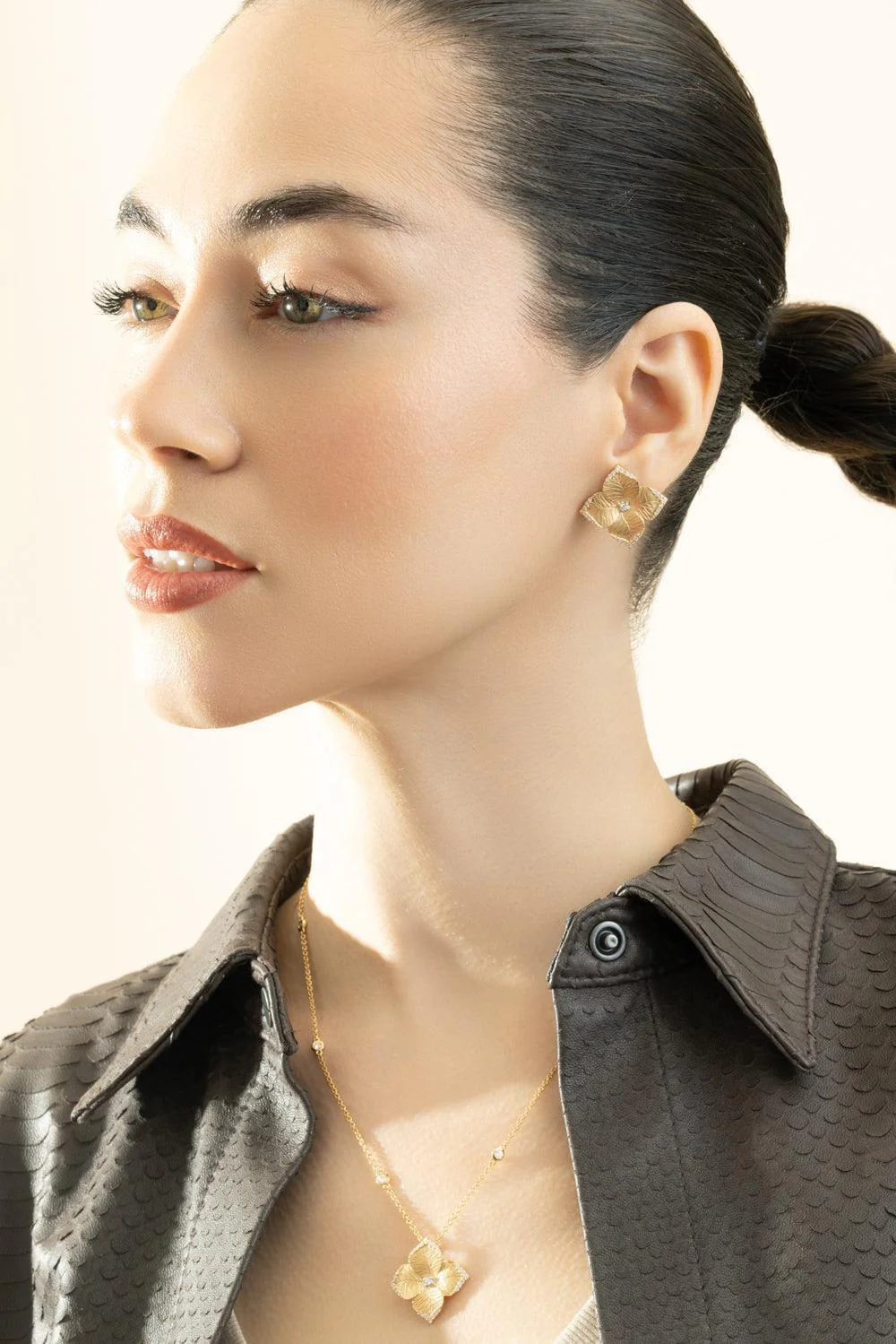 Diamond Large Flower Earrings - Image 2