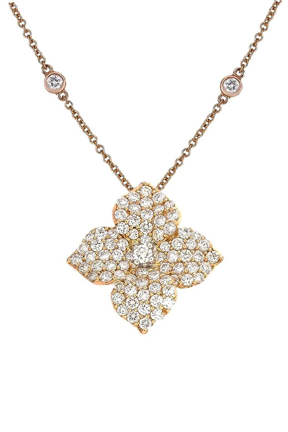 Diamond Large Flower Pendant Necklace