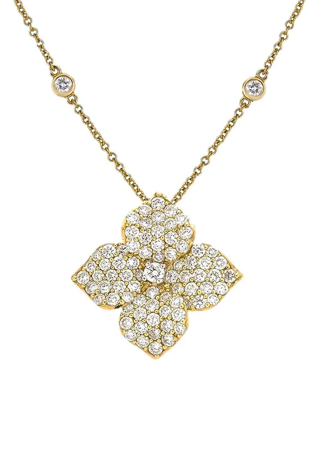 Diamond Large Flower Pendant Necklace