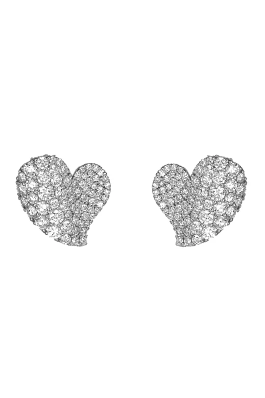 Diamond Medium Heart Wave Earrings