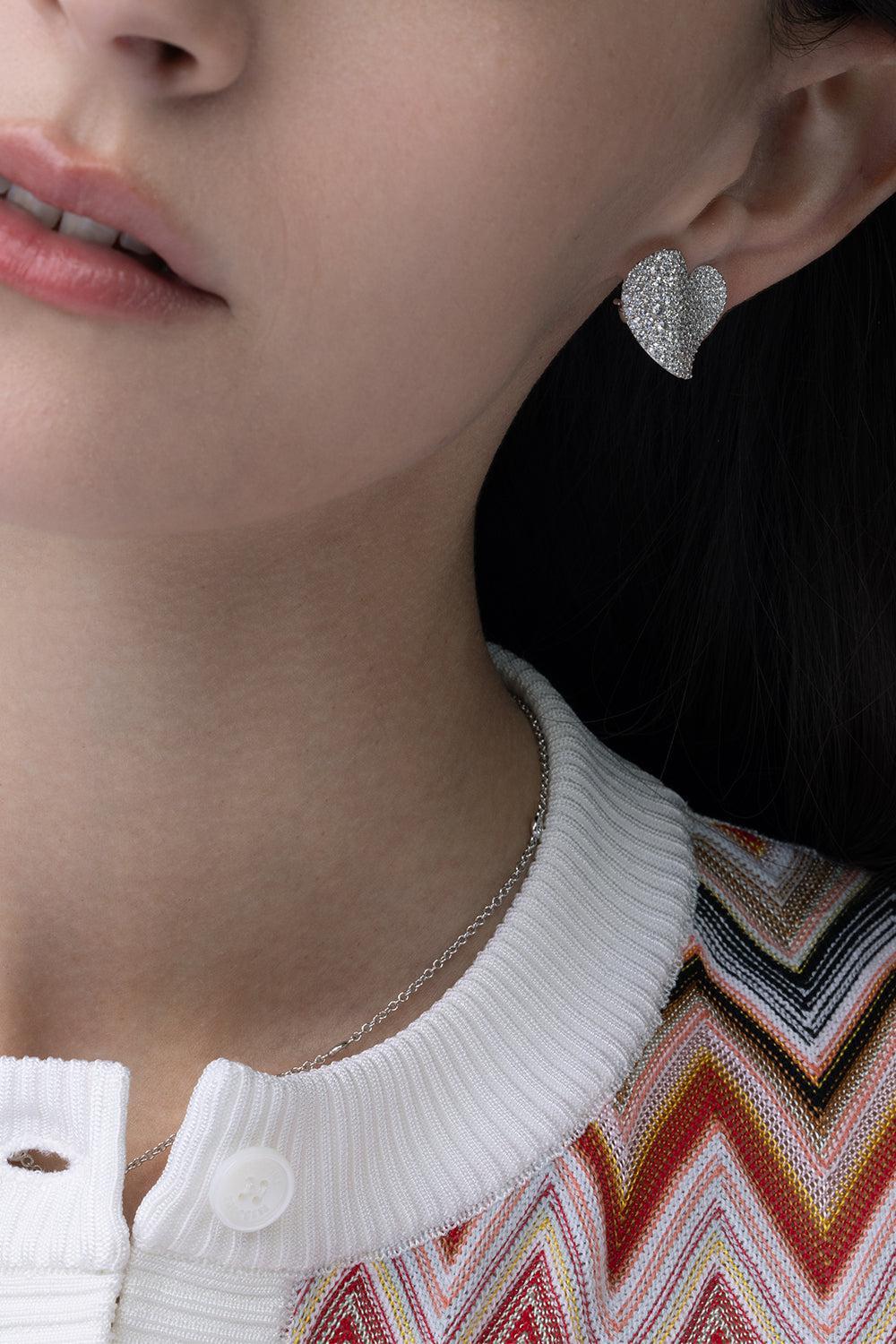 Diamond Medium Heart Wave Earrings - Image 3