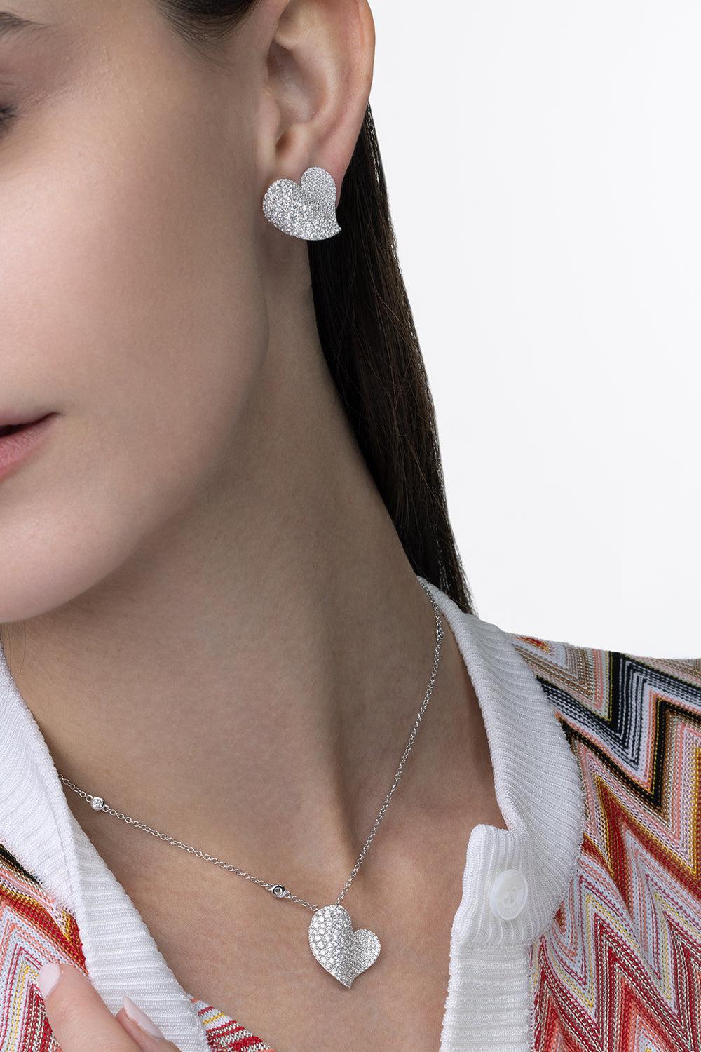 Diamond Medium Heart Wave Earrings - Image 4
