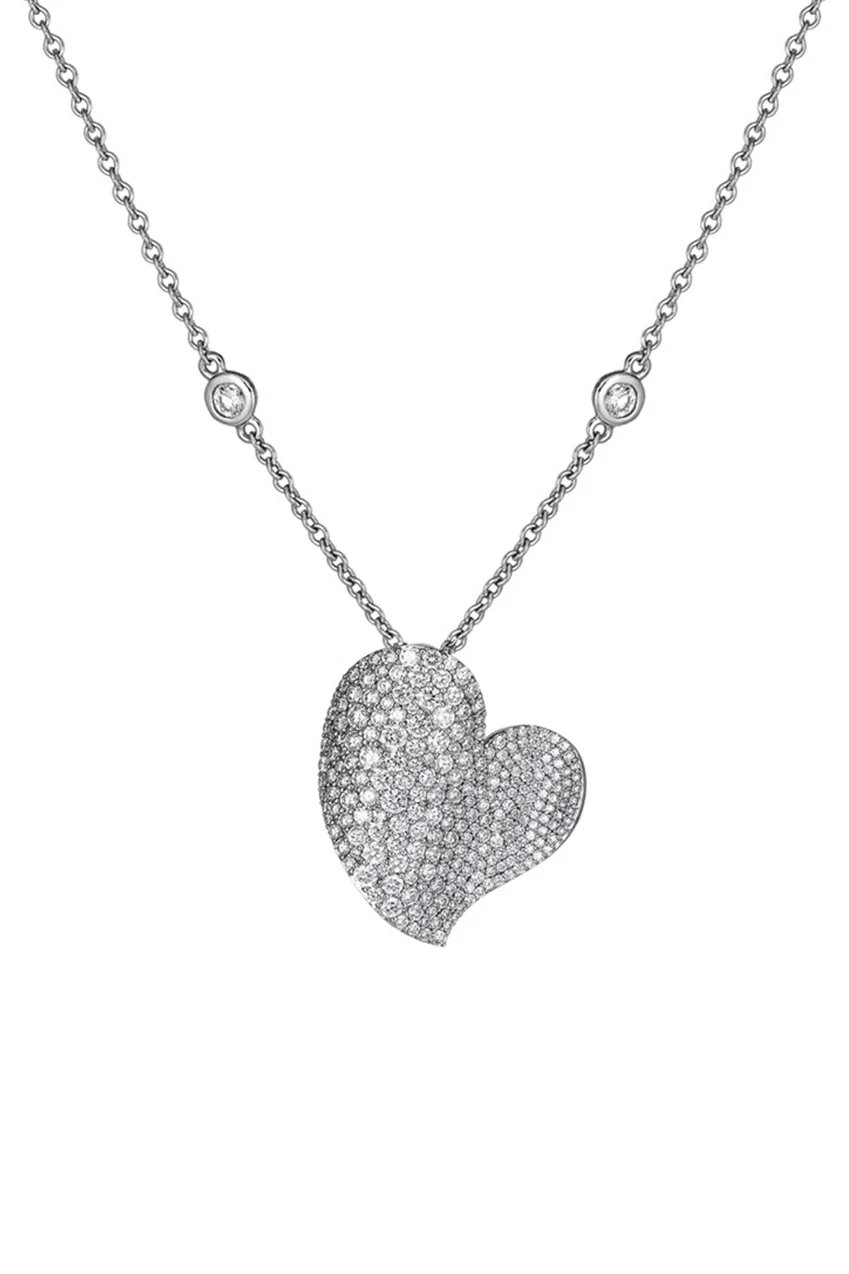 Diamond Medium Wave Heart Necklace