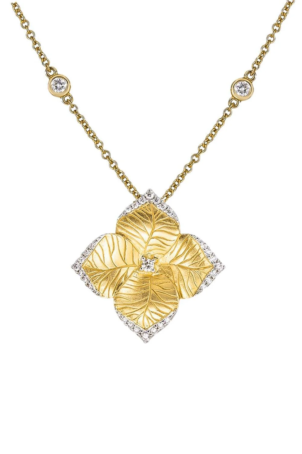 Diamond Satin Flower Necklace