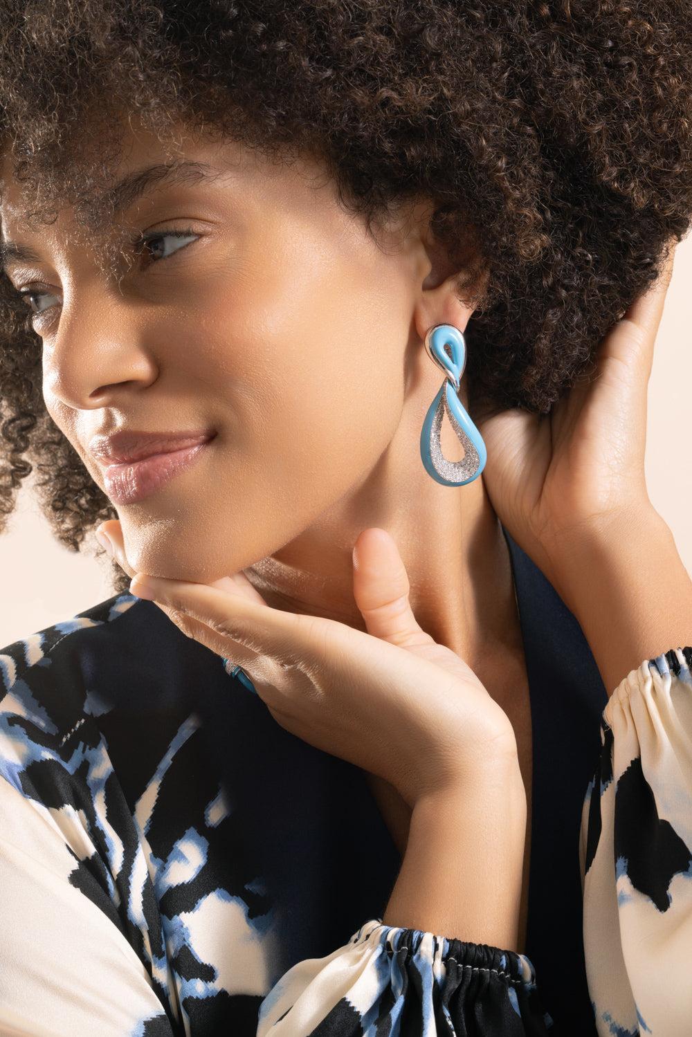 Diamond Turquoise Twisted Earrings - Image 4