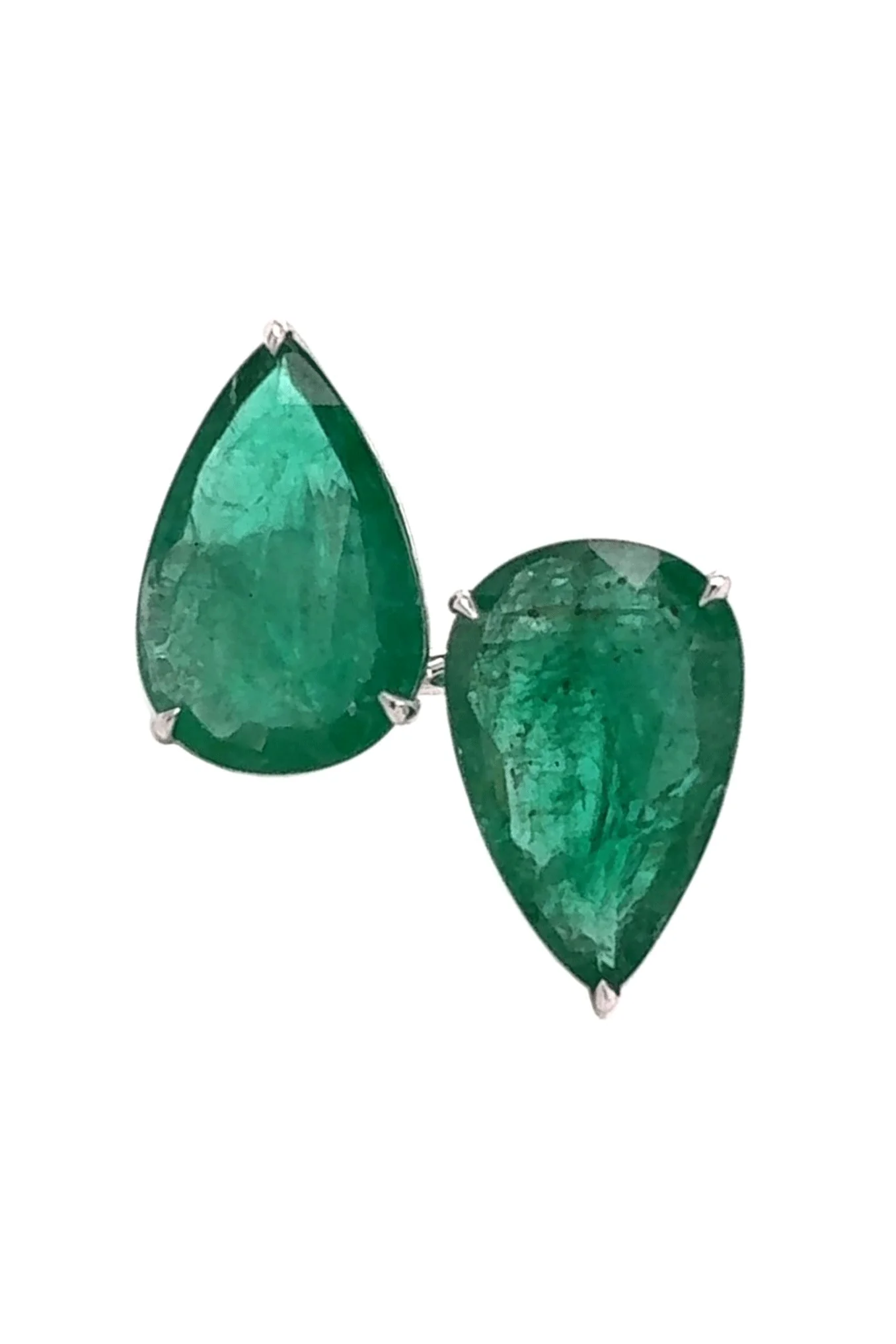 Double Emerald Pearshape Ring