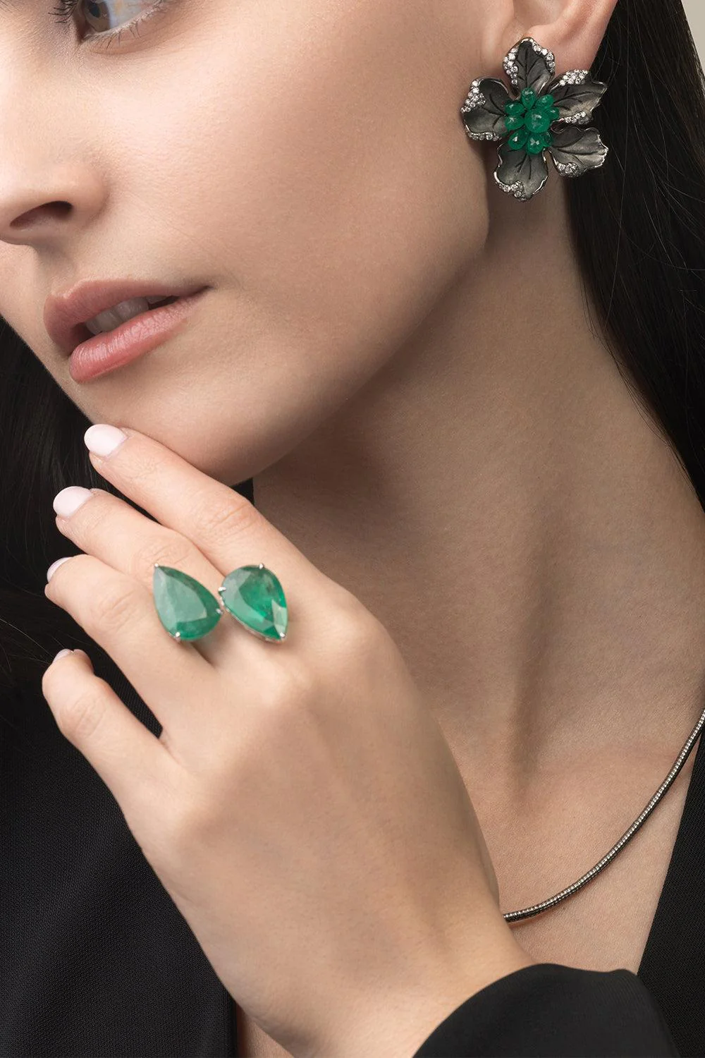 Emerald Botanica Earrings - Image 4