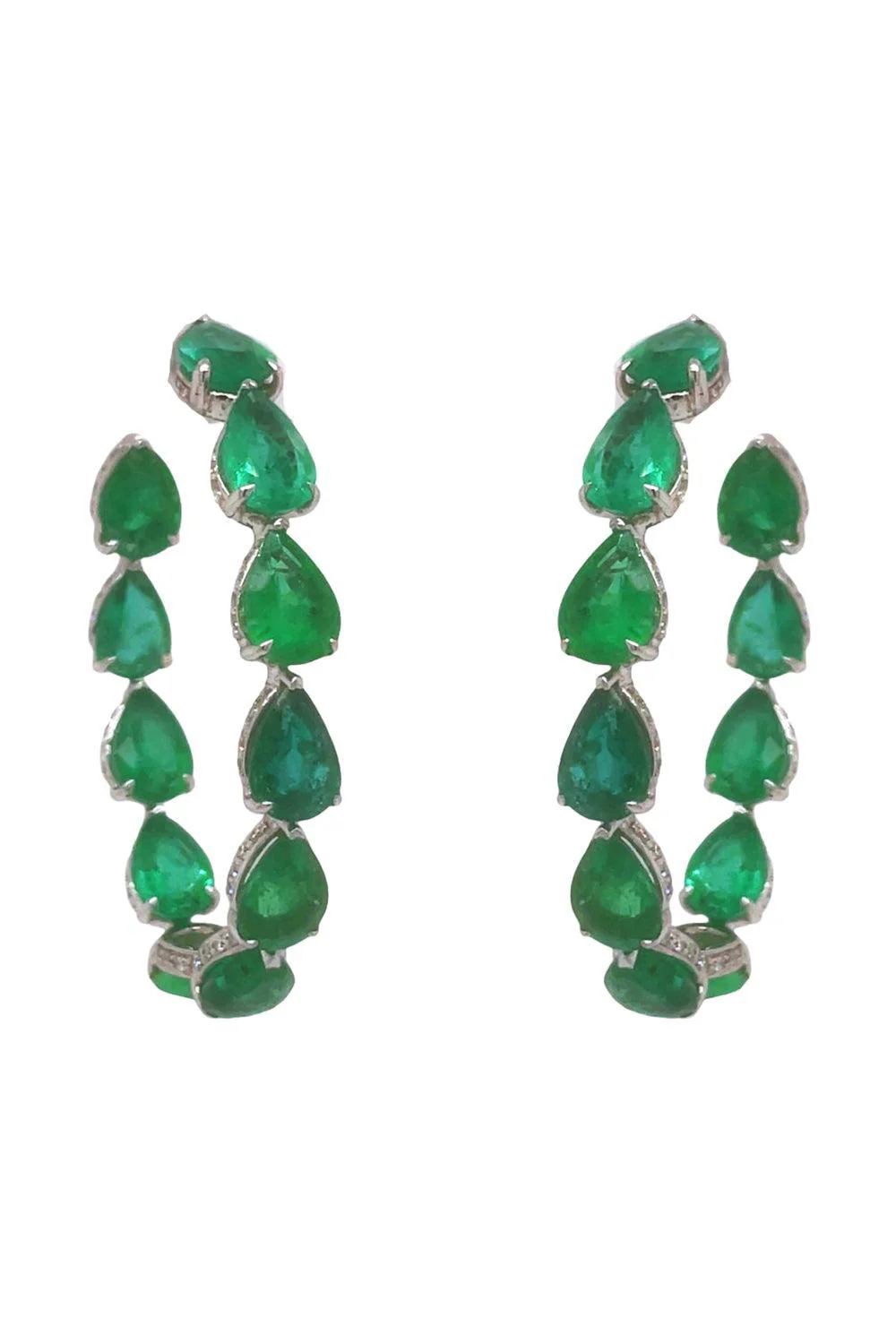 Emerald Diamond Hoop Earrings