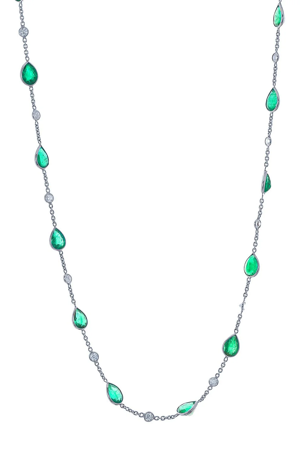 Emerald Diamond Station Necklace