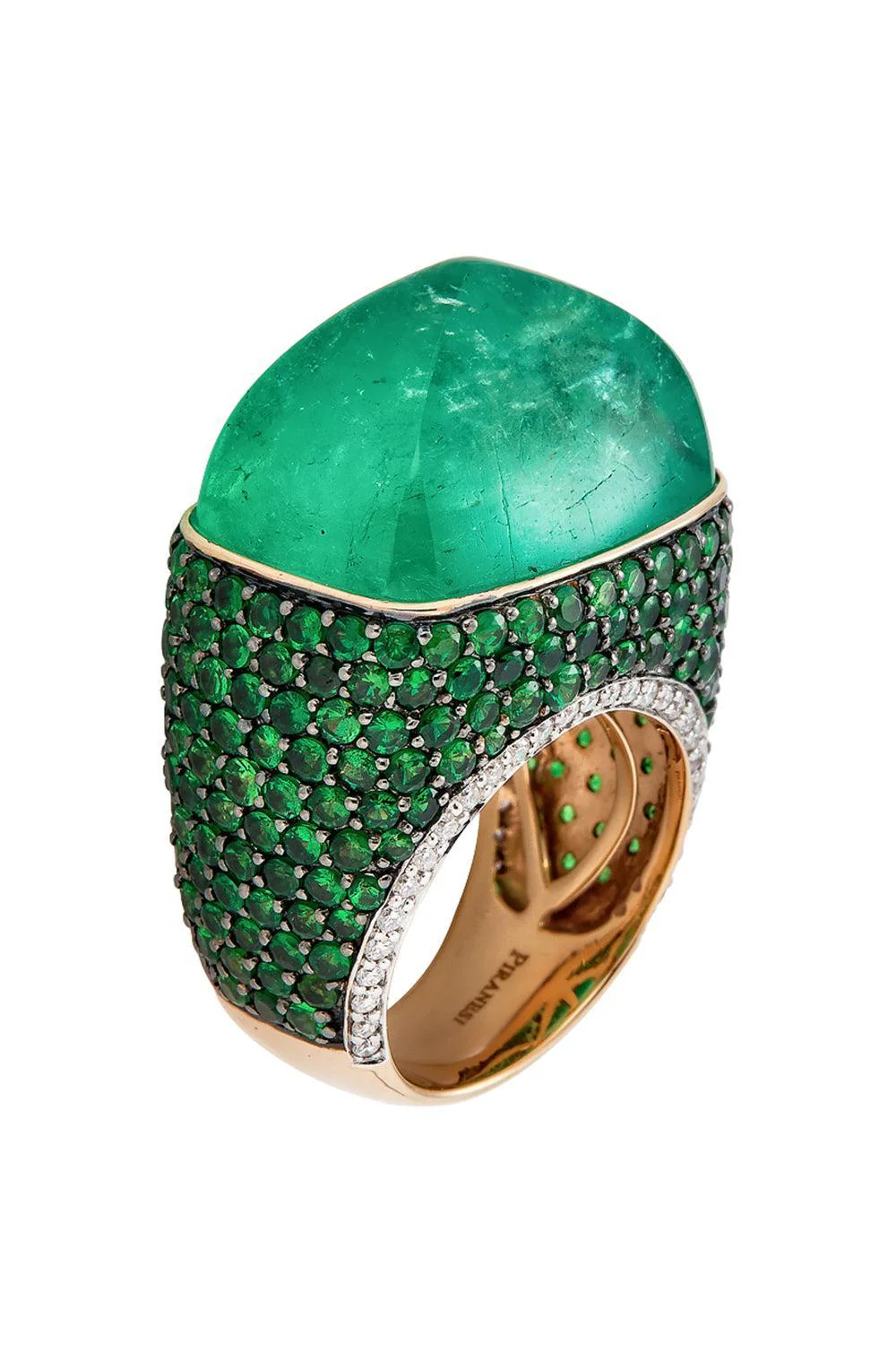 Emerald Diamond Sugarloaf Ring