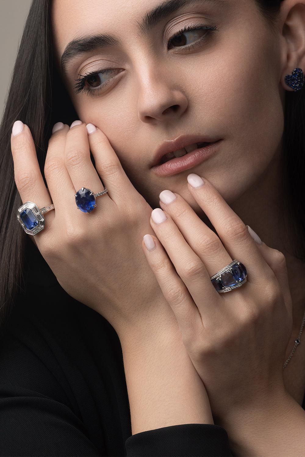 Fancy Shape Blue Sapphire Band - Image 2