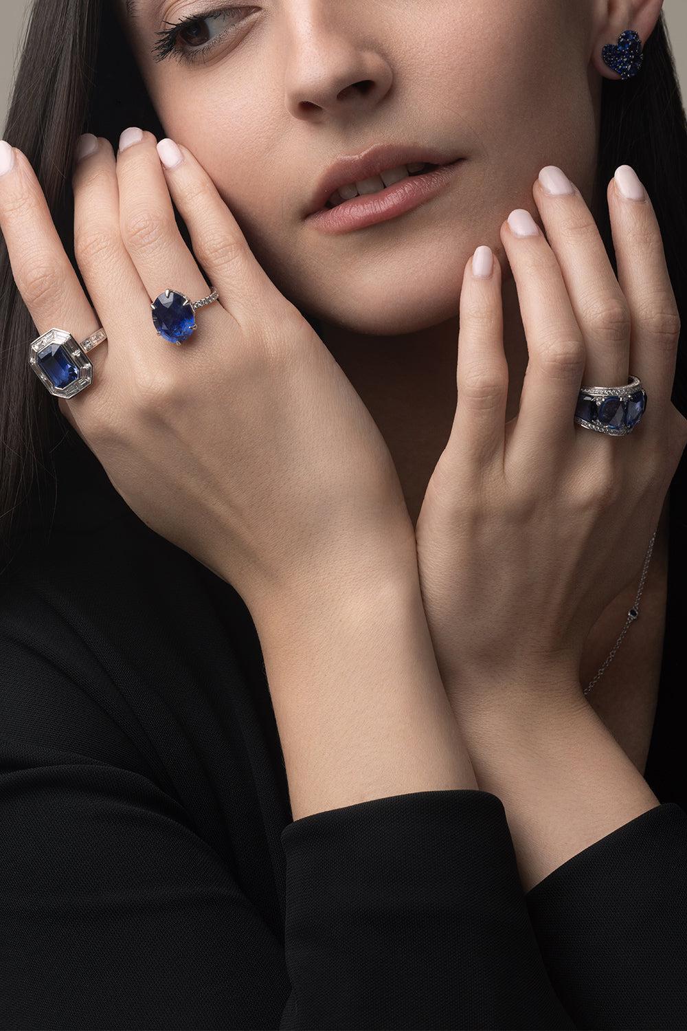 Fancy Shape Blue Sapphire Band - Image 4