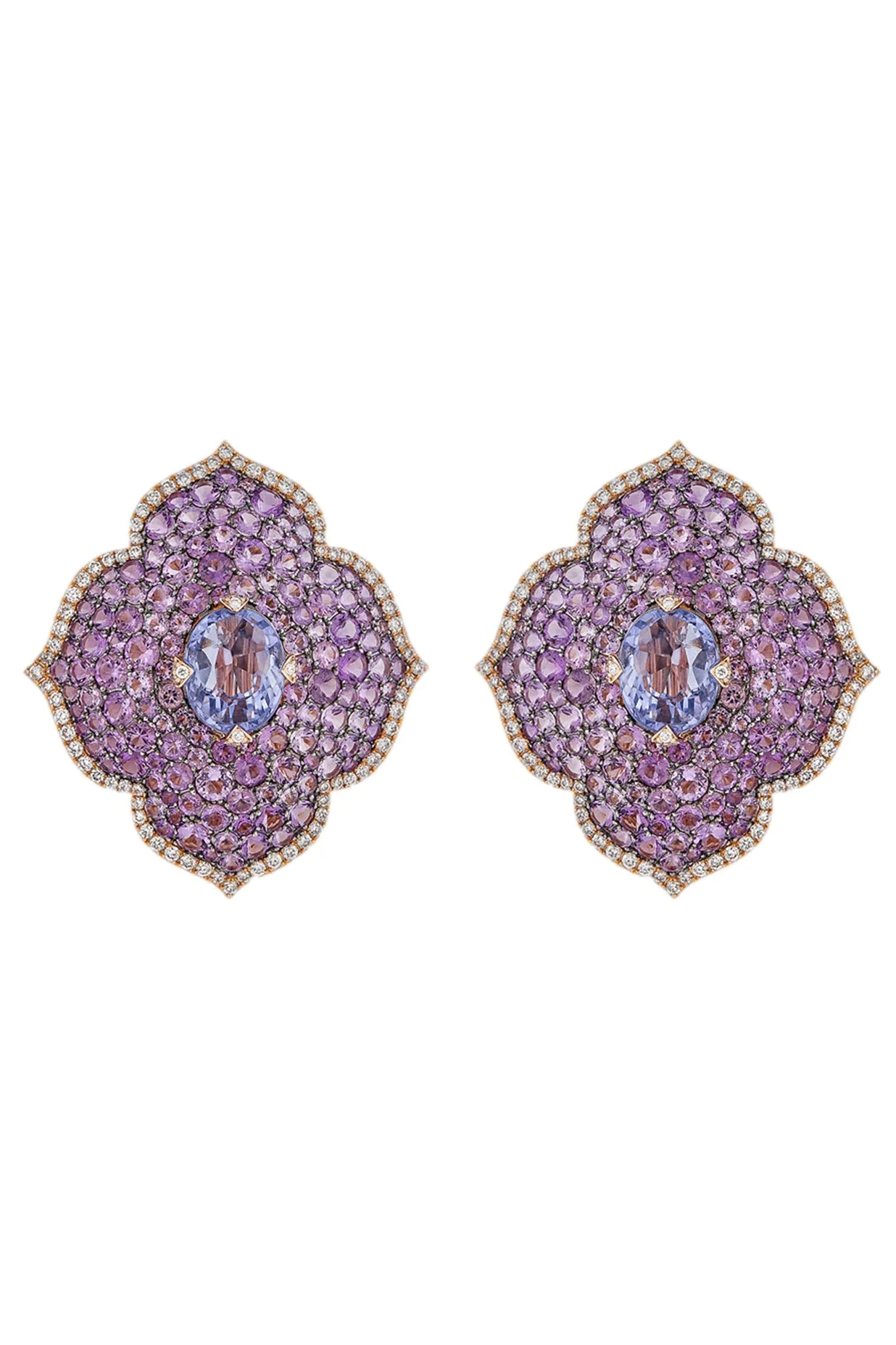 Large Pasha Sapphire Amethyst Earrings