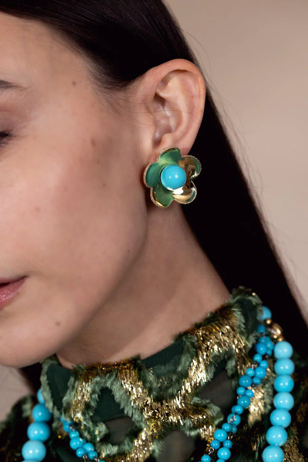 Large Turquoise Cinque Earrings - Image 4