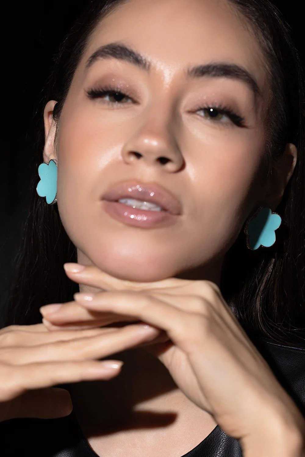 Large Turquoise Flower Earrings - Image 3