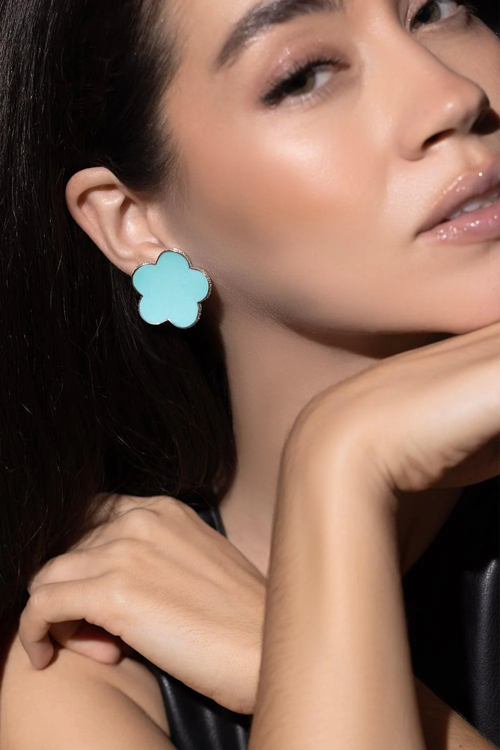 Large Turquoise Flower Earrings - Image 4