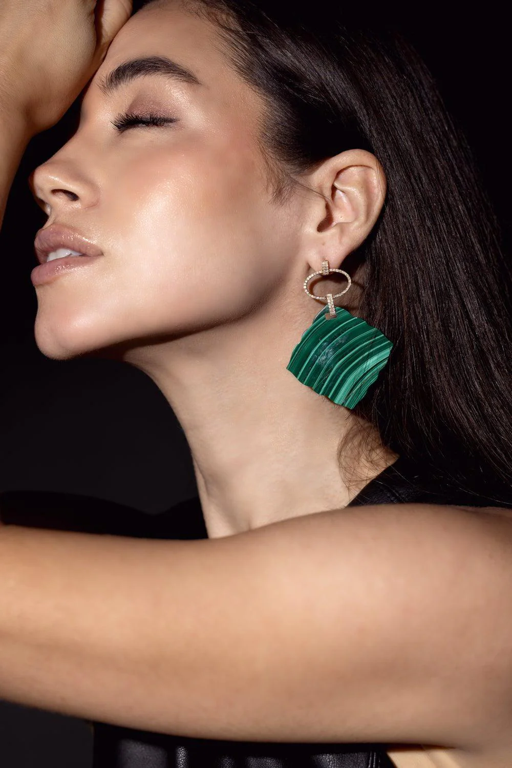 Malachite Slice Earrings - Image 2