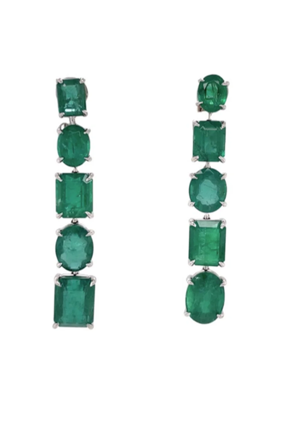Mix Shape Emerald Drop Earrings