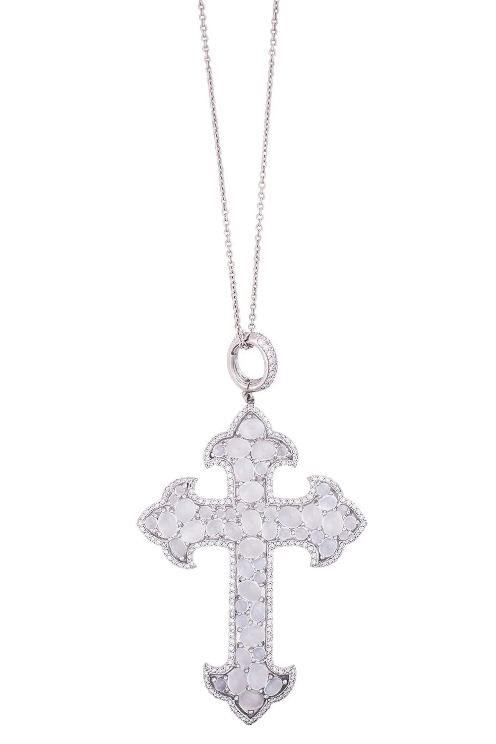 Moonstone Cross Pendant Necklace