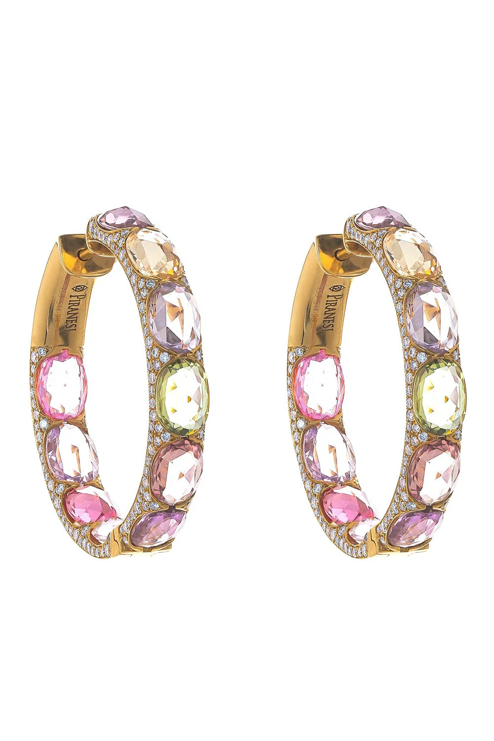 Multicolor Sapphire Diamond Hoop Earrings