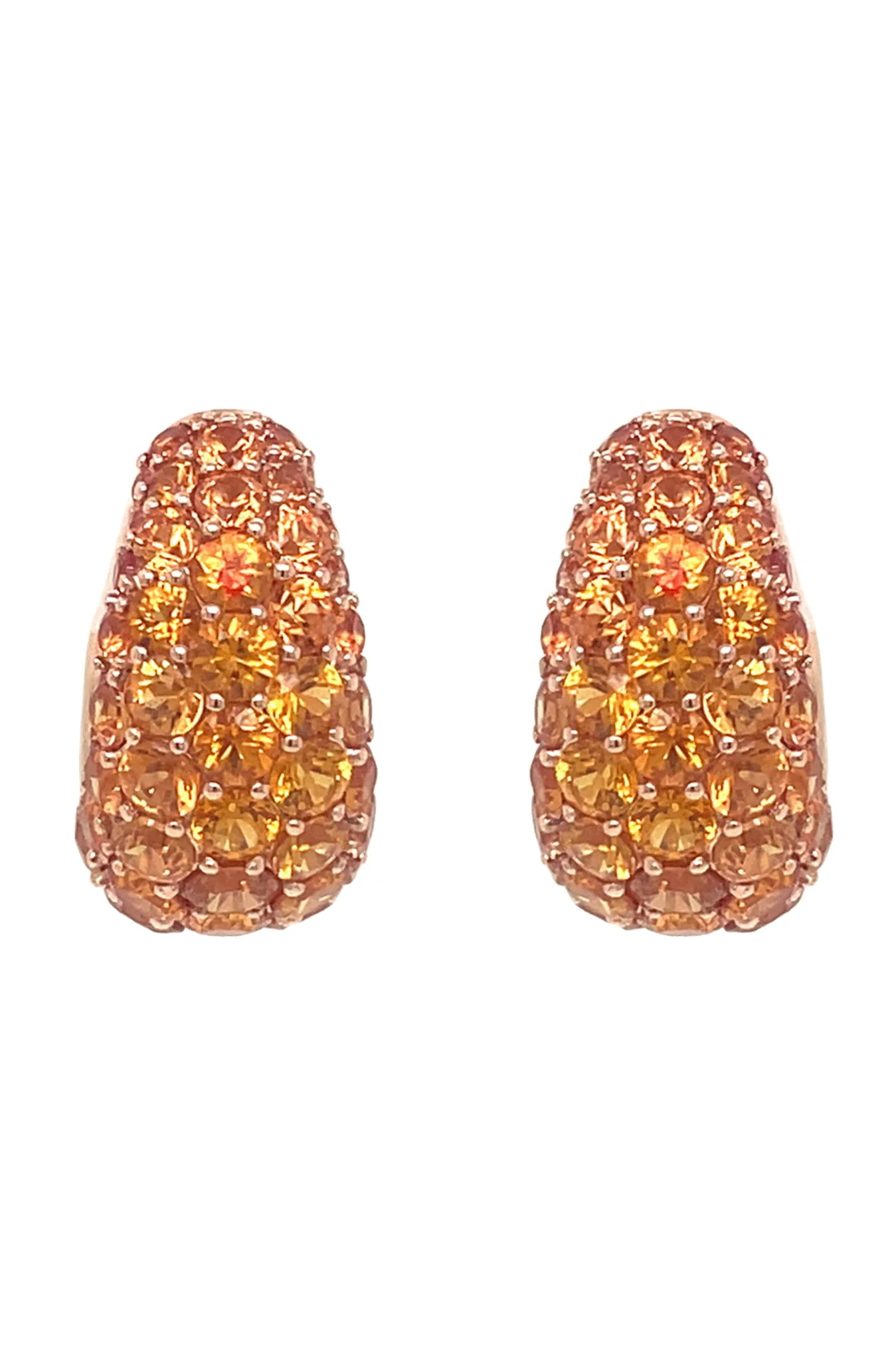 Orange Sapphire Dome Huggie Earrings