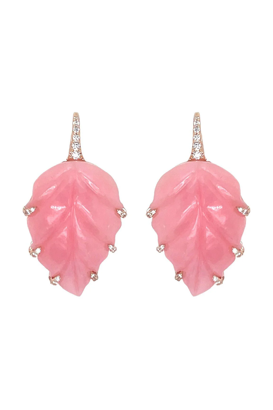 Pink Opal Leaf Earrings