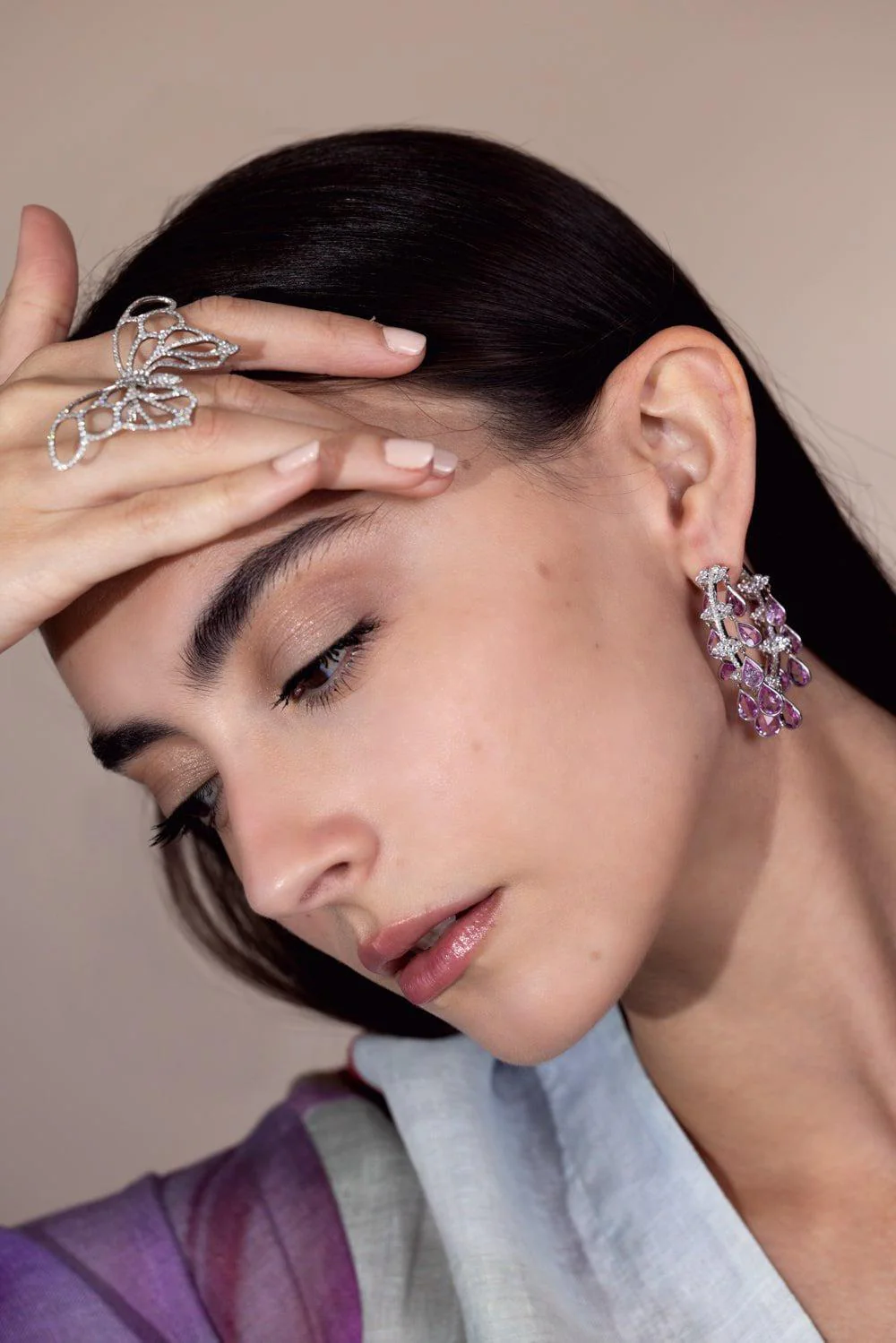 Pink Sapphire Briolette Hoop Earrings - Image 3