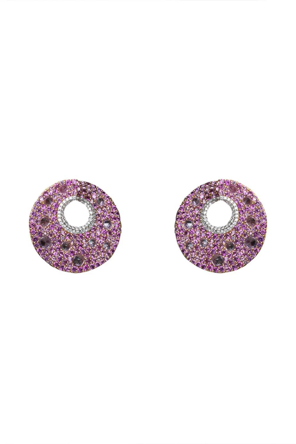 Pink Sapphire Diamond Hoop Earrings