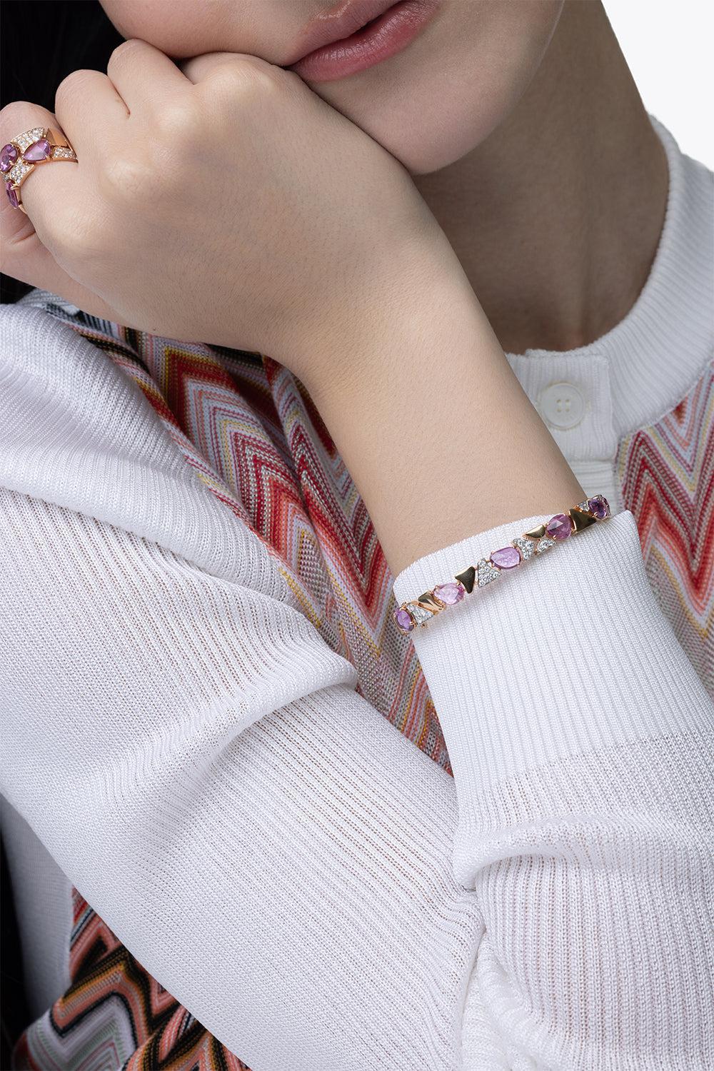 Pink Sapphire Freeform Bangle Bracelet - Image 4