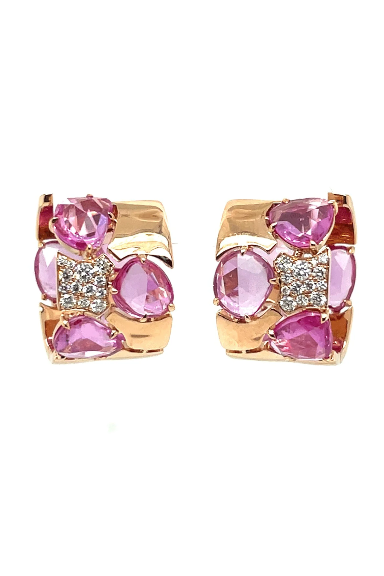 Pink Sapphire Freeform Earrings