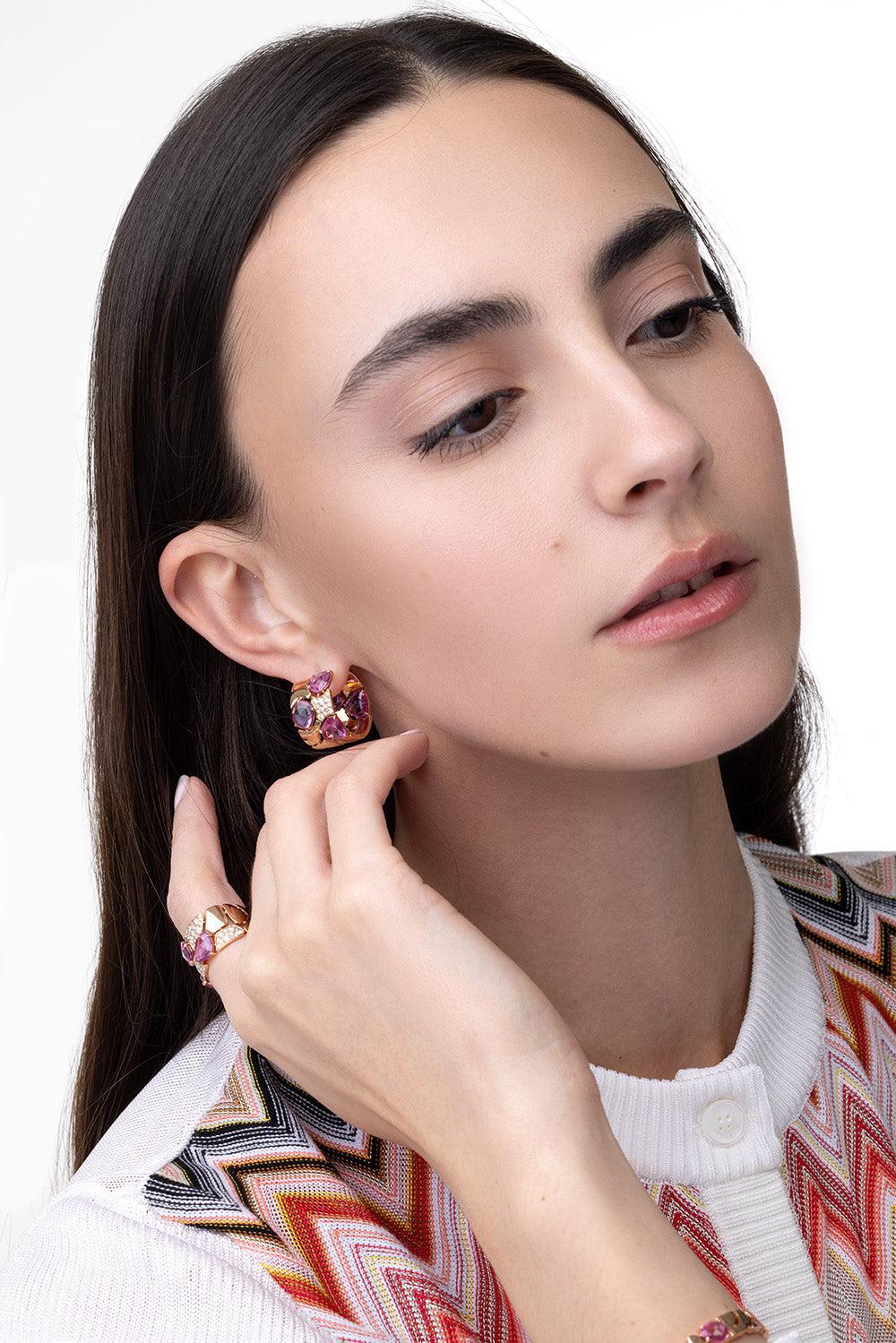 Pink Sapphire Freeform Earrings - Image 2