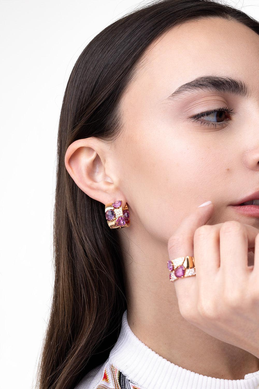 Pink Sapphire Freeform Earrings - Image 3