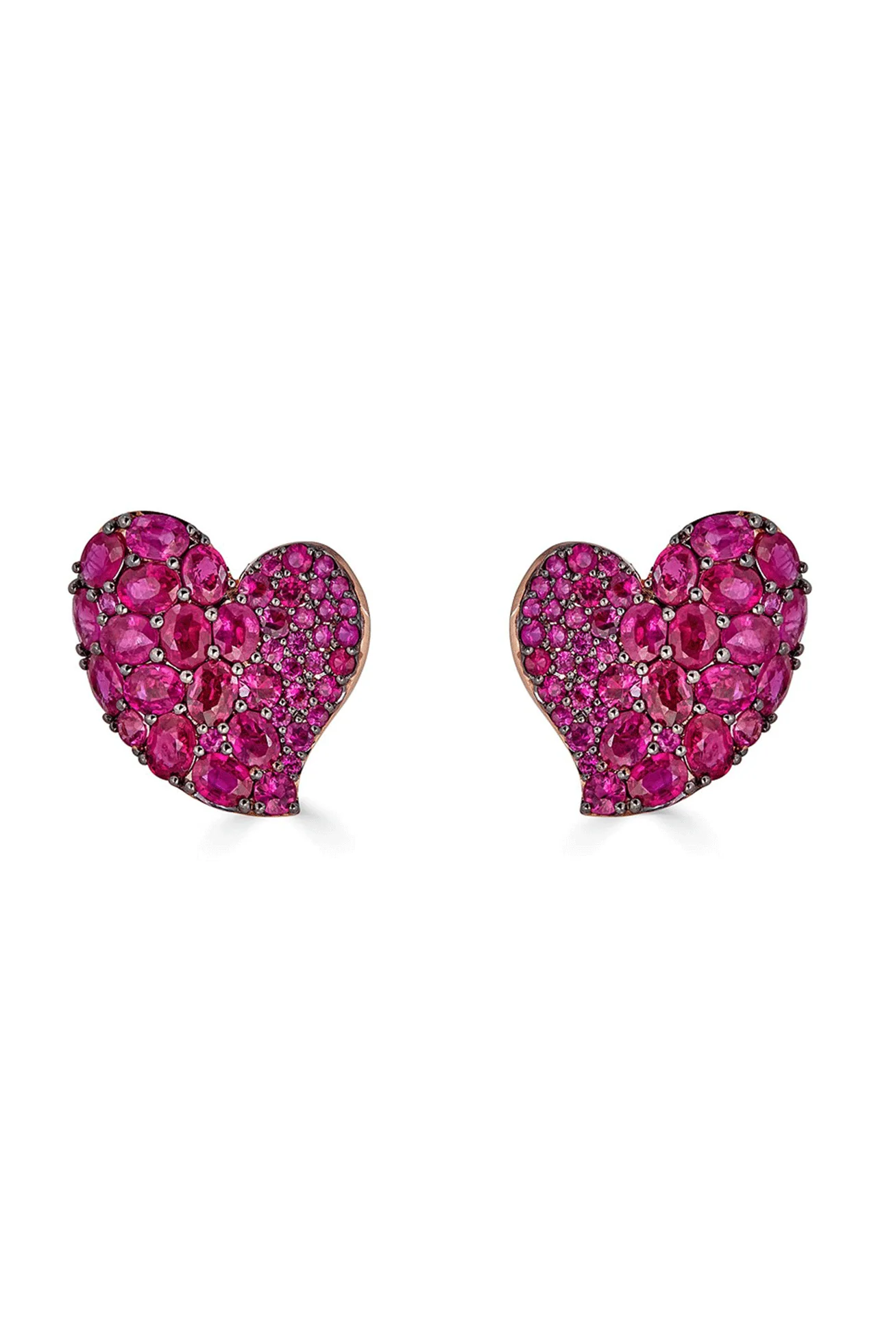 Pink Sapphire Medium Heart Wave Earrings