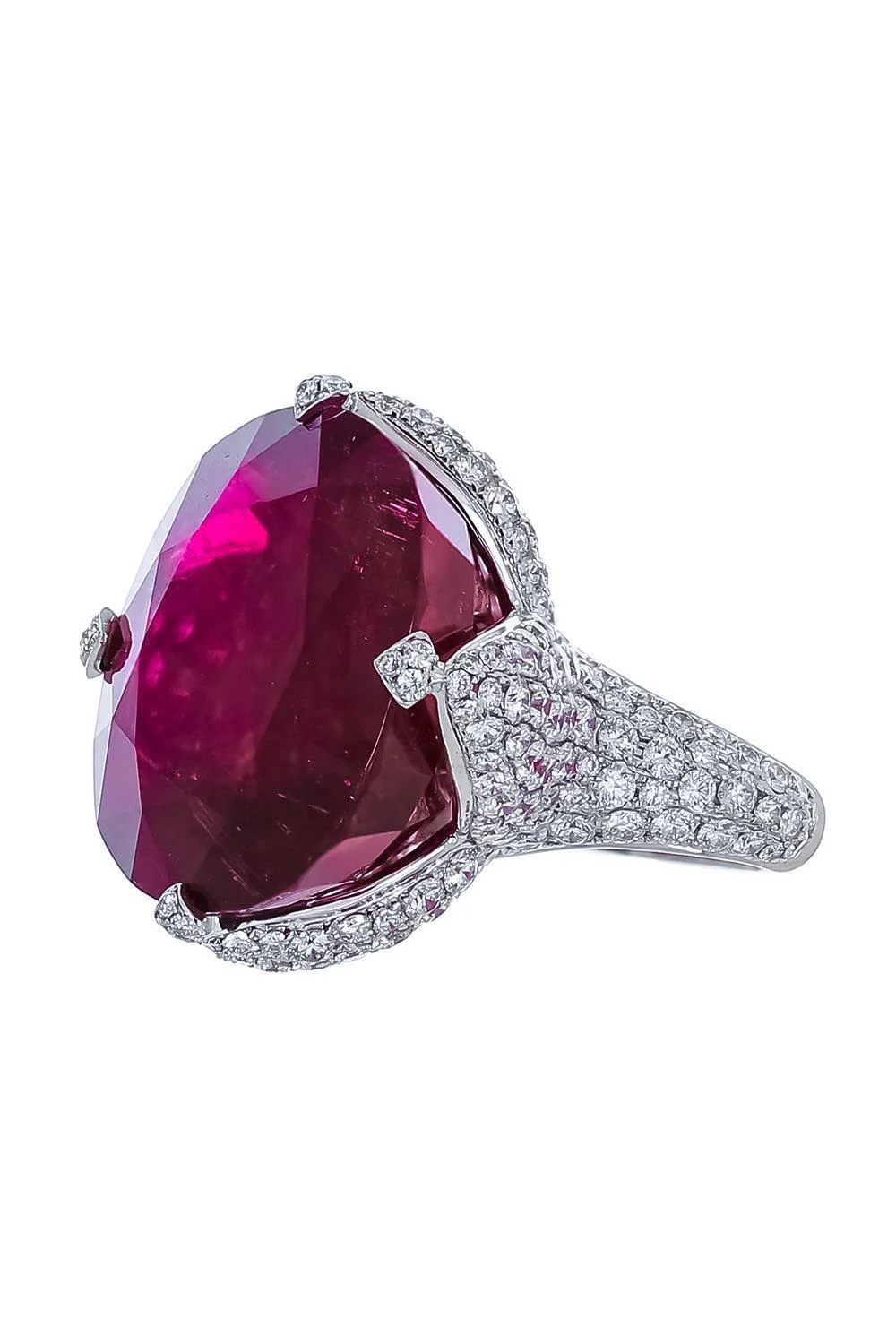 Rocky Crystal Ruby Flower Ring - Image 5