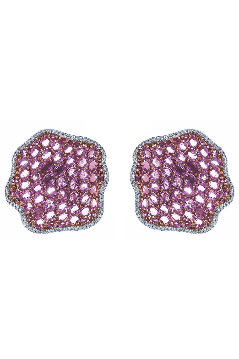 Round Pink Sapphire Earrings