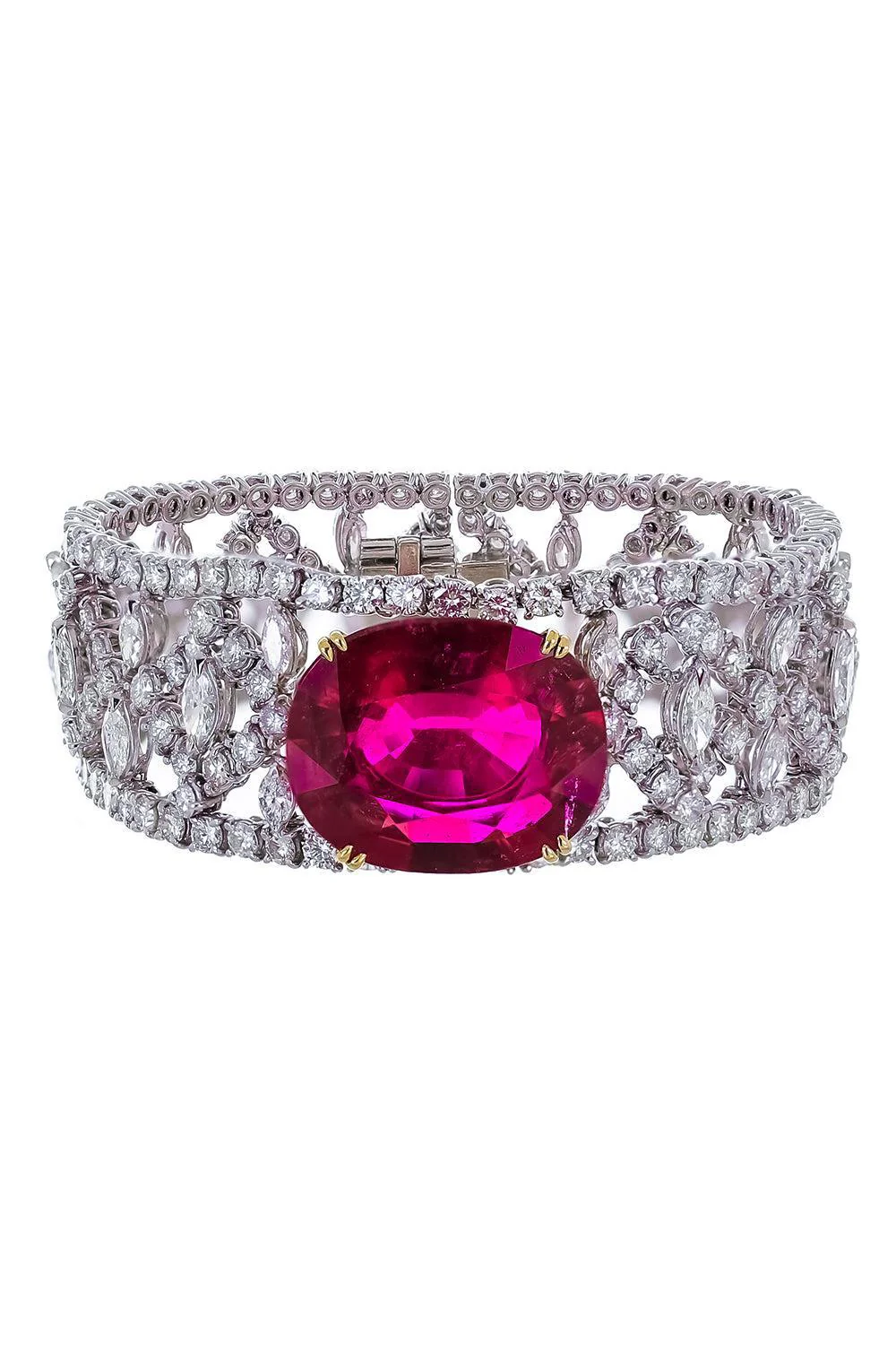 Rubellite Diamond Oval Bracelet