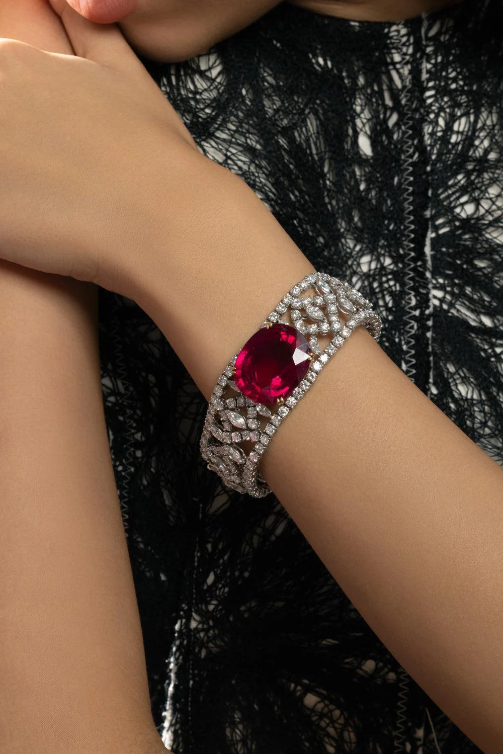 Rubellite Diamond Oval Bracelet - Image 2