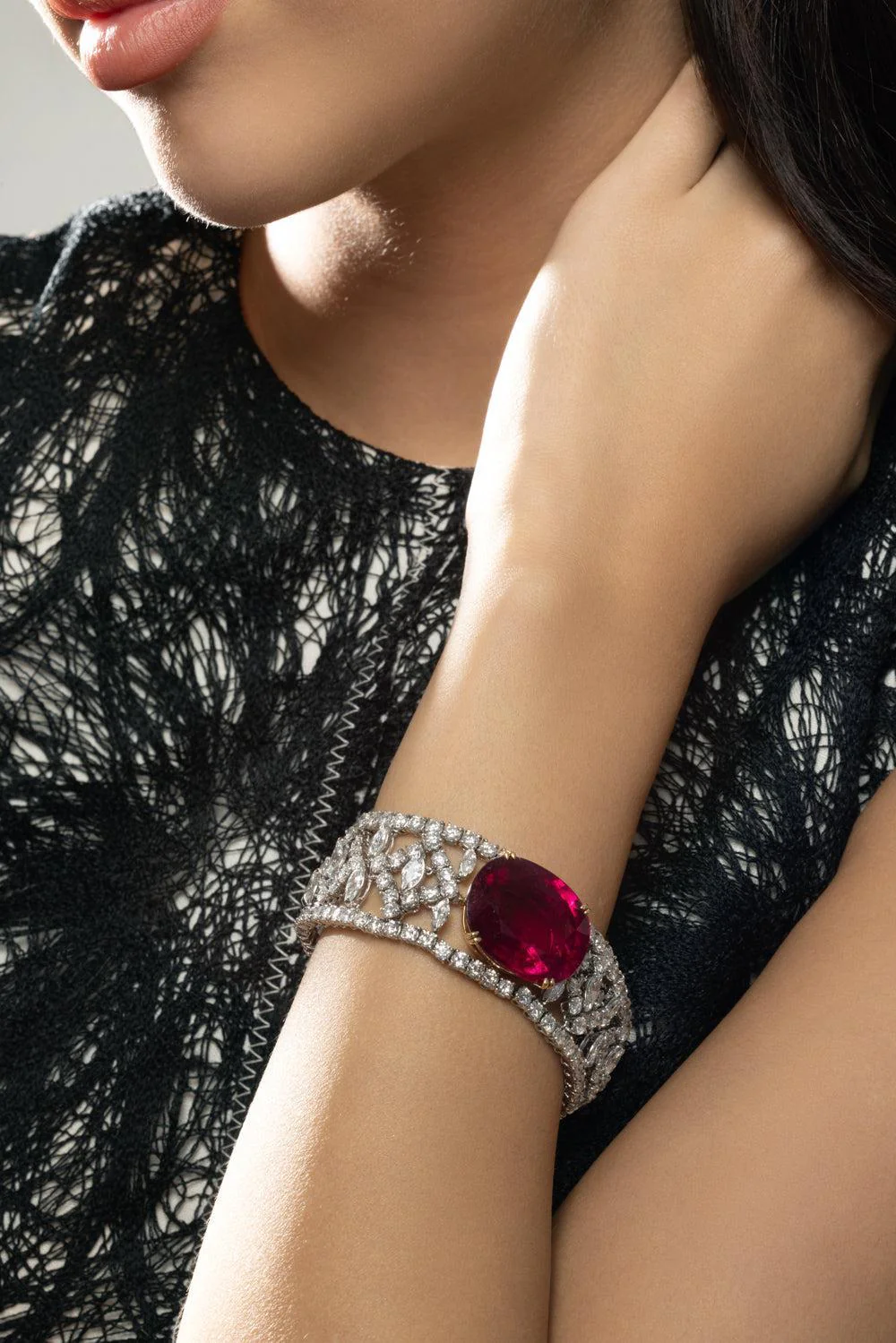 Rubellite Diamond Oval Bracelet - Image 3
